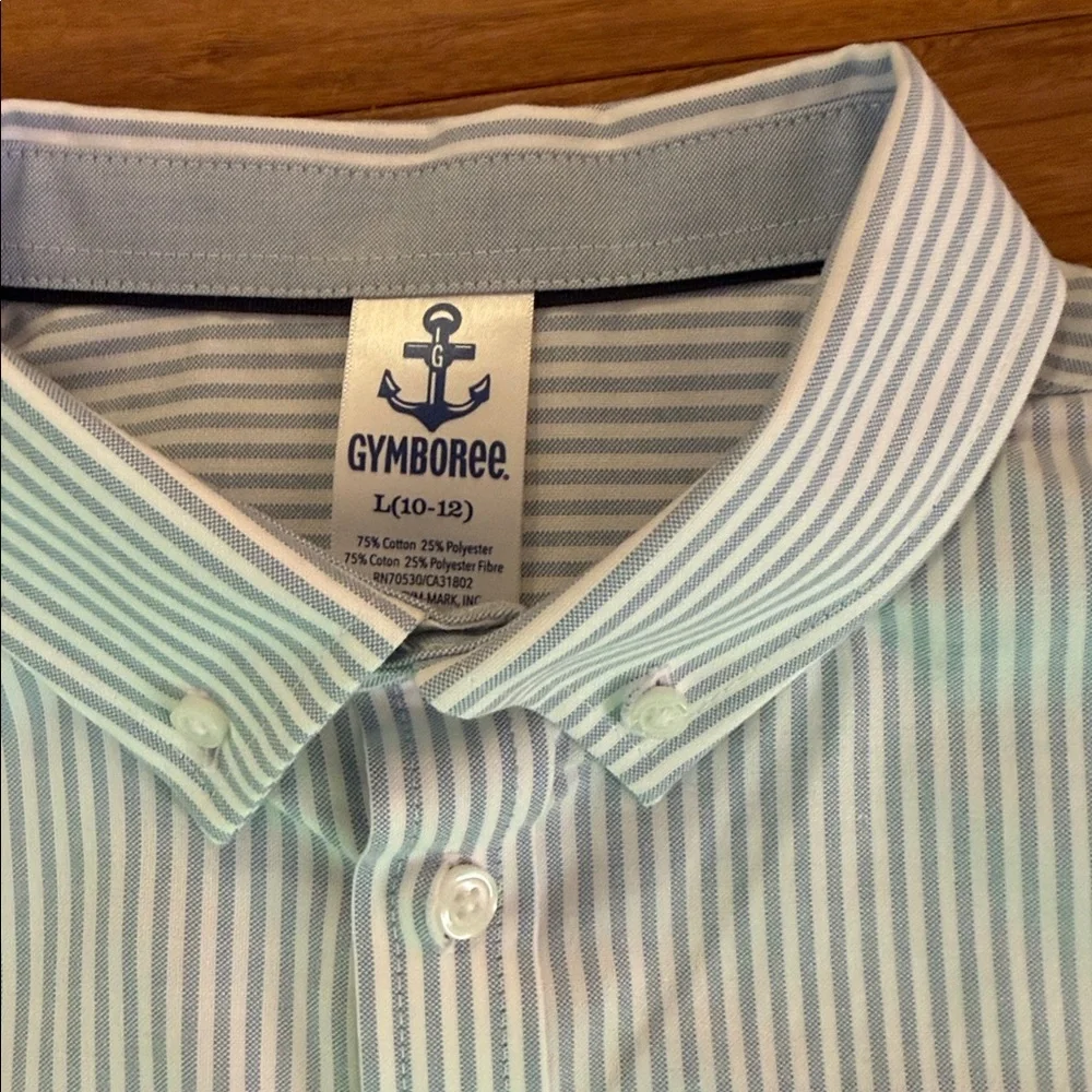 Gymboree boys light blue striped oxford shirt size large (10-12) NWOT